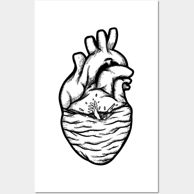 Drowning in my own heart Wall Art by P7 illustrations 